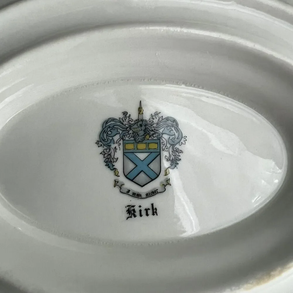 Kirk Gravy Boat w Attached Plate Pink Rose Vintage